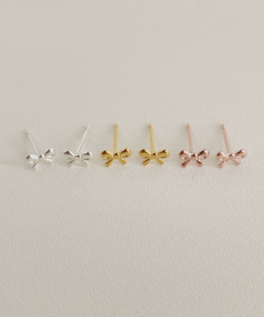 [silver925] 프링 매듭 리본 귀걸이 (3color)