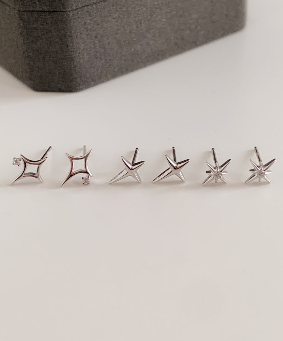 [silver925] 샤프 스파크 포인트 귀걸이 모음 (3type)