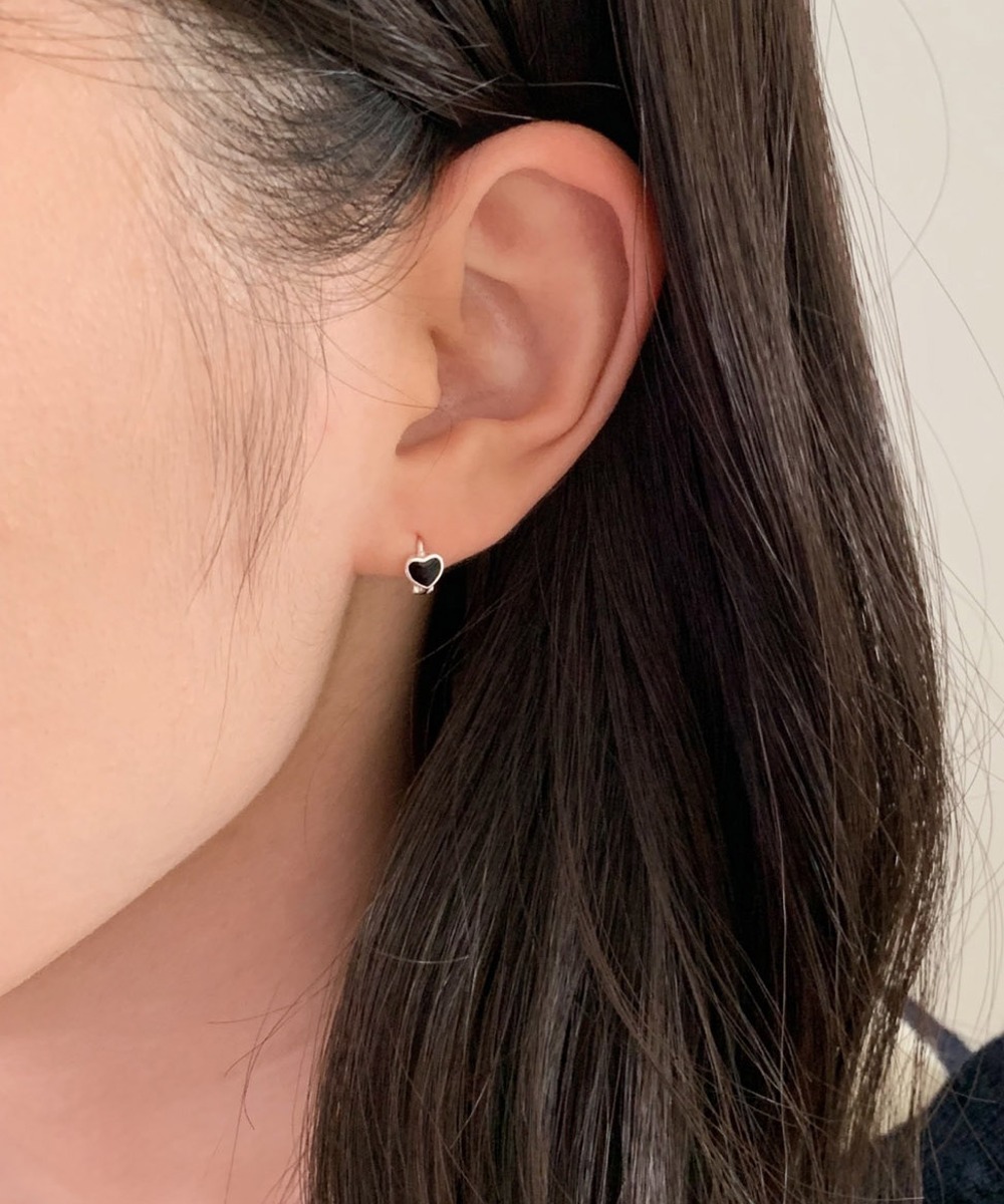 [silver925] 몽드 하트 원터치 귀걸이 (2color)