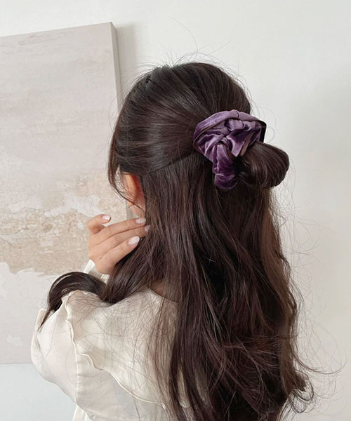 라인 벨벳 스크런치 머리끈 (8color)