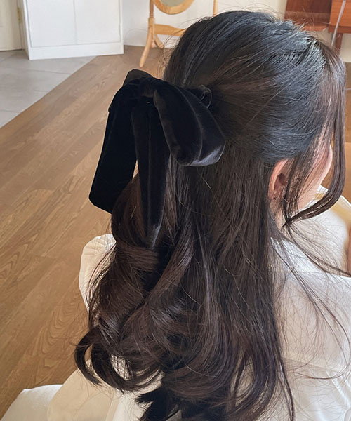 안나 벨벳 빅 리본 머리끈 (5color)