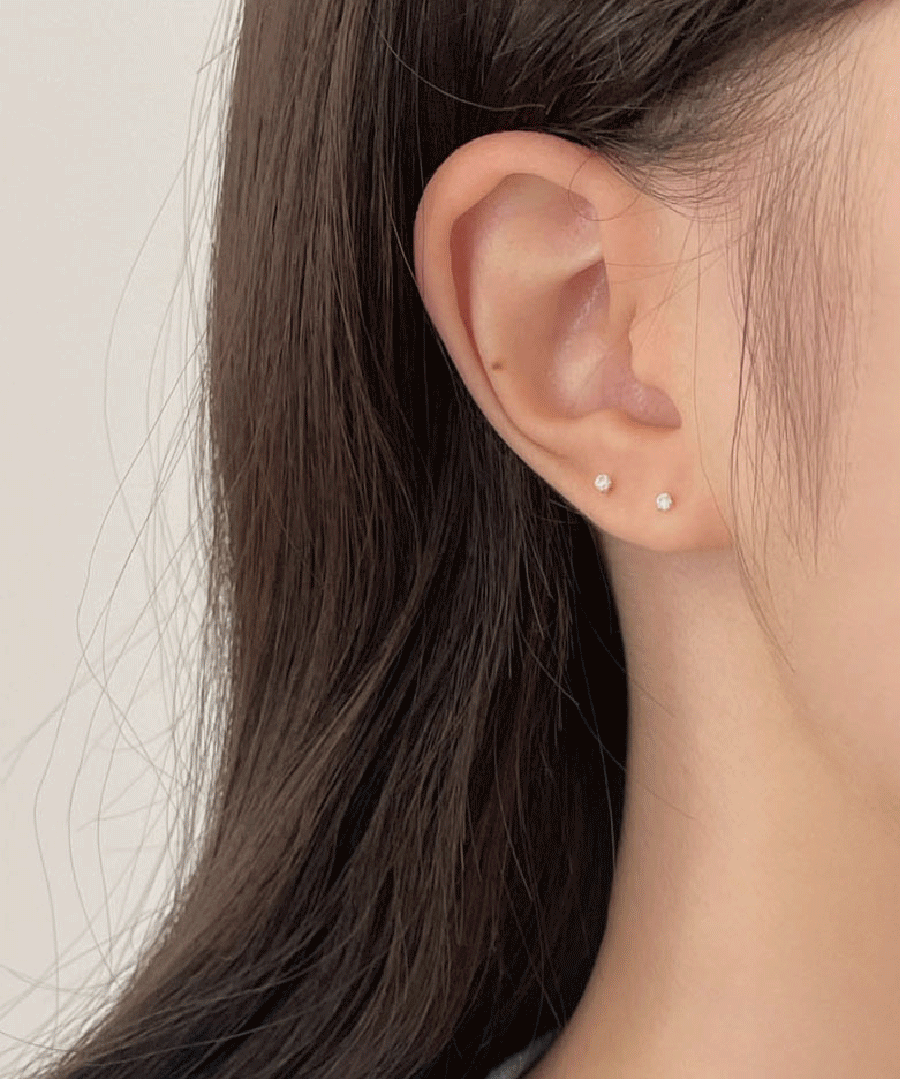 [silver925]1.5mm 2mm 베이직 초미니 큐빅 귀걸이