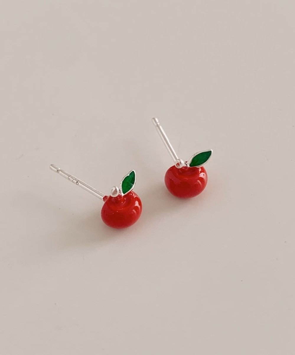 [silver925] 레드 애플 미니 포인트 귀걸이