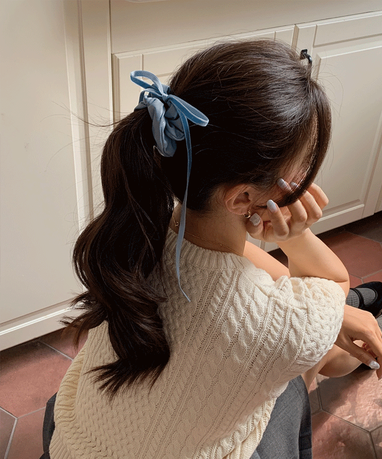 미닛 레더 스웨이드 리본 머리끈 (7color)